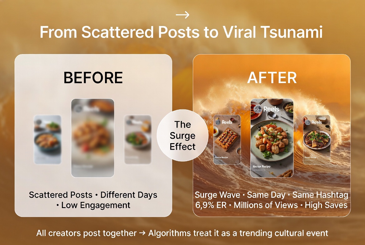 Before vs After - Traditional influencer marketing compared to the Surge model